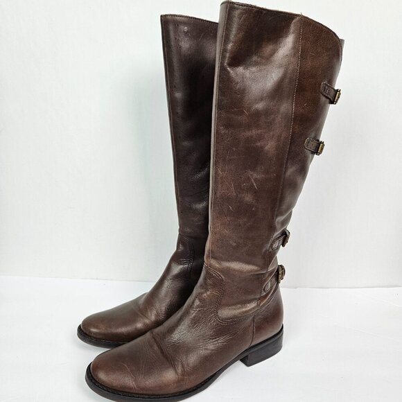 Coconuts by Matisse Becky Boho Brown Leather Buckle Detail Tall Riding Boot - Picture 5 of 10